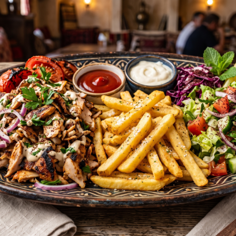 Chicken Shawarma with Chips & Salad